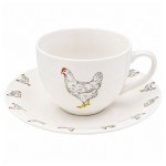 Ceasca cu farfurie "Little Chicken" 200ml, Clayre&Eef Ceasca cu farfurie "Little Chicken" 200ml, Clayre&Eef