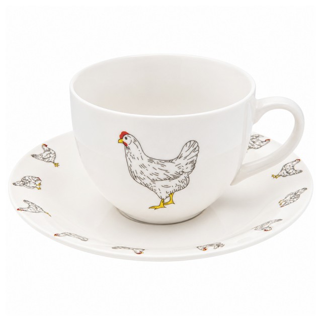 Ceasca cu farfurie "Little Chicken" 200ml, Clayre&Eef Ceasca cu farfurie "Little Chicken" 200ml, Clayre&Eef