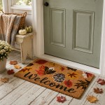 Covoras de intrare "Brown Leaves" 75x45 cm, Clayre & Eef