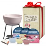 Set cadou Pebble Pink Arzator si 3 buc ceara parfumata, Yankee Candle