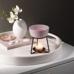 Yankee Candle Set cadou ceara parfumata Sakura Blossom si arzator ceramica roz Pebble Pink Lilac