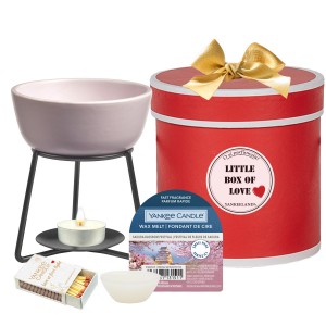 Yankee Candle Set cadou ceara parfumata Sakura Blossom si arzator ceramica roz Pebble Pink Lilac