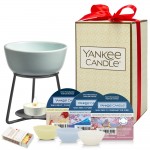 Set cadou Pebble Blue Arzator si 3 buc ceara parfumata, Yankee Candle