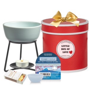 Yankee Candle Set cadou ceara parfumata Majestic Mount Fuji si arzator ceramica Pebble Spa Blue