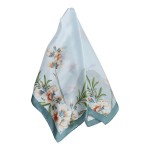 Esarfa nuante turquoise cu imprimeu floral Zoe 70x70 cm