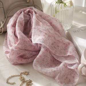 Esarfa roz cu imprimeu floral Poppy 58x58 cm