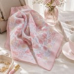 Esarfa roz cu imprimeu floral Tilda 58x58 cm