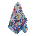 Esarfa nuante bleu cu imprimeu floral Nilla 58x58 cm