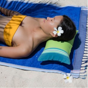 Perna gonflabila de plaja Ile de Re Simone et Georges cu husa din bumbac 26x40cm