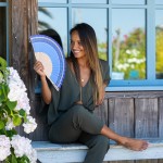 Simone et Georges Evantai pliabil din bumbac si lemn, 23x3cm, Cap Ferret