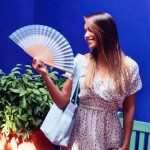 Simone et Georges Evantai pliabil din bumbac si lemn, 23x3cm, Tiwi