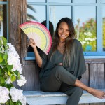 Simone et Georges Evantai pliabil din bumbac si lemn, 23x3cm, Barthelemy