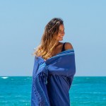 Simone et Georges Prosop de plaja cu material dublu si buzunar, 165x95 cm, Marin