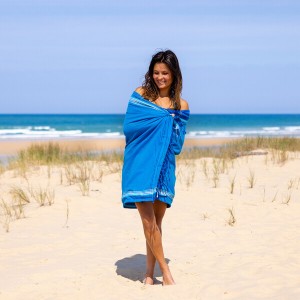 Prosop de plaja Kikoy Bali Simone et Georges 2 in 1 cu buzunar 165x95cm