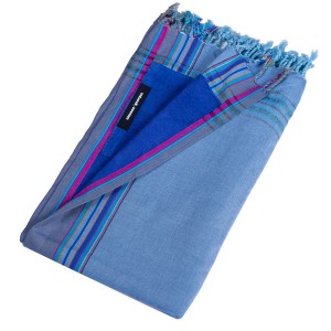 Prosop de plaja Kikoy Mykonos Simone et Georges cu material dublu si buzunar 165x95cm