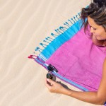 Simone et Georges Prosop de plaja cu material dublu si buzunar, 165x95 cm, Santorin