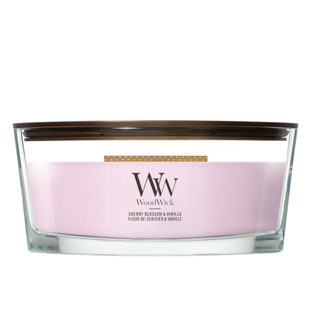 Lumanare Parfumata Ellipse Cherry Blossom & Vanilla, WoodWick® Lumanare Parfumata Ellipse Cherry Blossom & Vanilla, WoodWick®