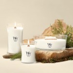 Lumanare Parfumata Borcan Mediu White Teak, WoodWick® Lumanare Parfumata Borcan Mediu White Teak, WoodWick®