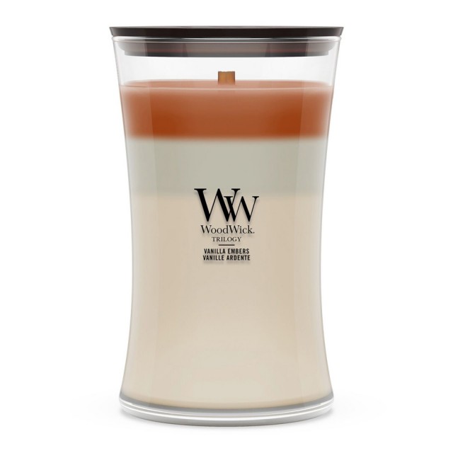 Lumanare Parfumata Borcan Mare Trilogy Vanilla Embers, WoodWick® Lumanare Parfumata Borcan Mare Trilogy Vanilla Embers, WoodWick®