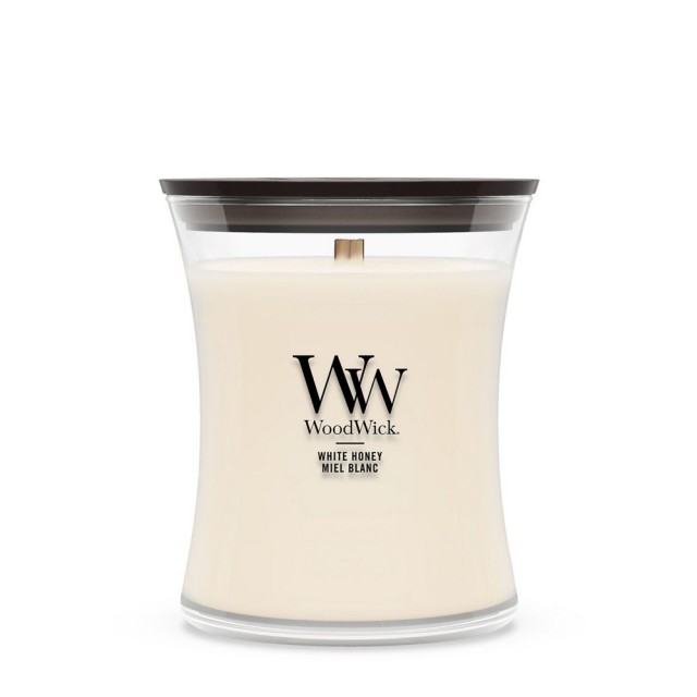Lumanare Parfumata Borcan Mediu White Honey, WoodWick® Lumanare Parfumata Borcan Mediu White Honey, WoodWick®