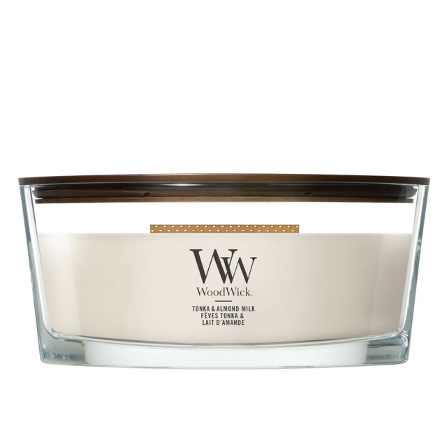 Lumanare Parfumata Ellipse Tonka & Almond Milk, WoodWick® Lumanare Parfumata Ellipse Tonka & Almond Milk, WoodWick®