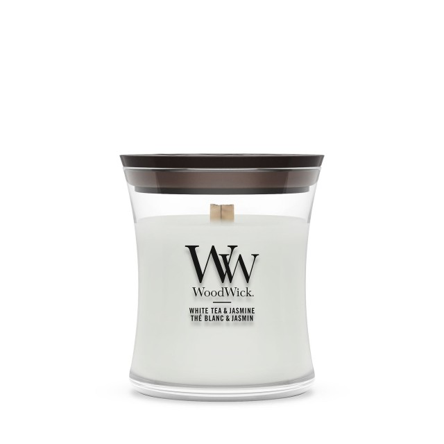 Lumanare Parfumata Borcan Mic White Tea & Jasmine, WoodWick® Lumanare Parfumata Borcan Mic White Tea & Jasmine, WoodWick®