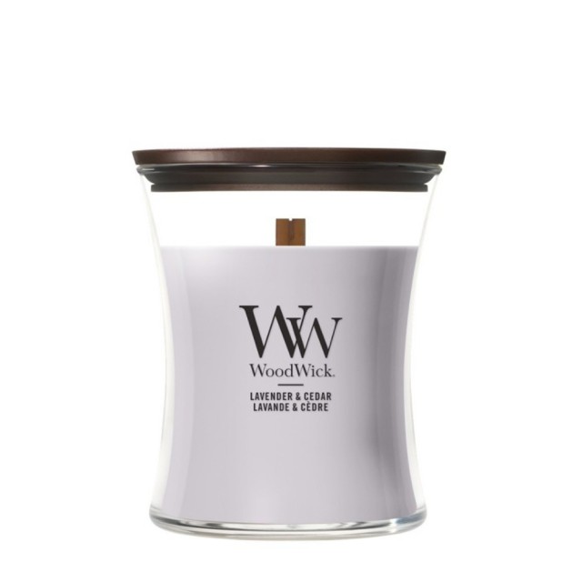 Lumanare Parfumata Borcan Mediu Lavender & Cedar, WoodWick® Lumanare Parfumata Borcan Mediu Lavender & Cedar, WoodWick®