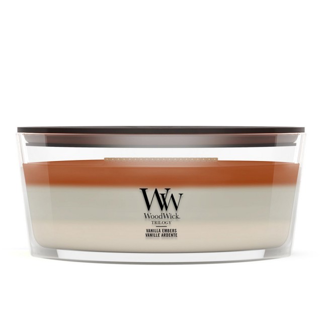 Lumanare Parfumata Ellipse Trilogy Vanilla Embers, WoodWick® Lumanare Parfumata Ellipse Trilogy Vanilla Embers, WoodWick®