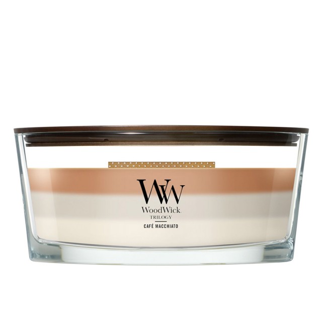 Lumanare Parfumata Ellipse Trilogy Café Macchiato, WoodWick® Lumanare Parfumata Ellipse Trilogy Café Macchiato, WoodWick®