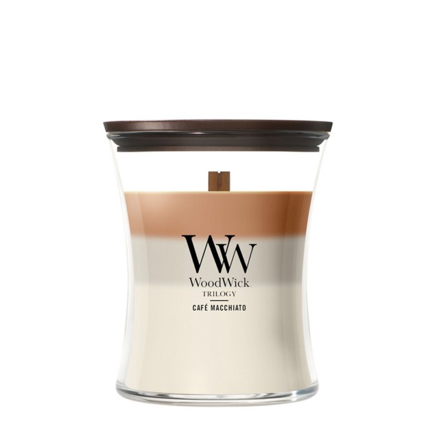 Lumanare Parfumata Borcan Mediu Trilogy Café Macchiato, WoodWick® Lumanare Parfumata Borcan Mediu Trilogy Café Macchiato, WoodWick®