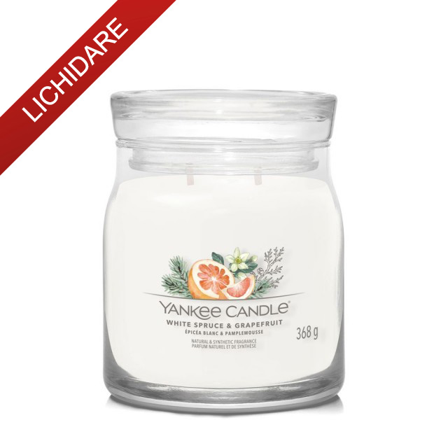 Yankee Candle Lumanare Parfumata Borcan Mediu Signature White Spruce & Grapefruit Yankee Candle Lumanare Parfumata Borcan Mediu Signature White Spruce & Grapefruit