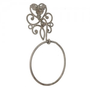 Suport de prosoape cu inel "Rustic Nature Flower", Clayre & Eef Suport de prosoape cu inel "Rustic Nature Flower", Clayre & Eef