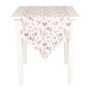 Napron/ traversa de masa "Chicken Family" Red 50*160 cm, Clayre & Eef Napron/ traversa de masa "Chicken Family" Red 50*160 cm, Clayre & Eef